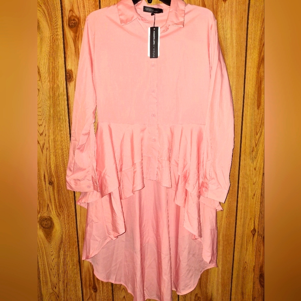ZANZEA LIGHT PINK LONG BLOUSE